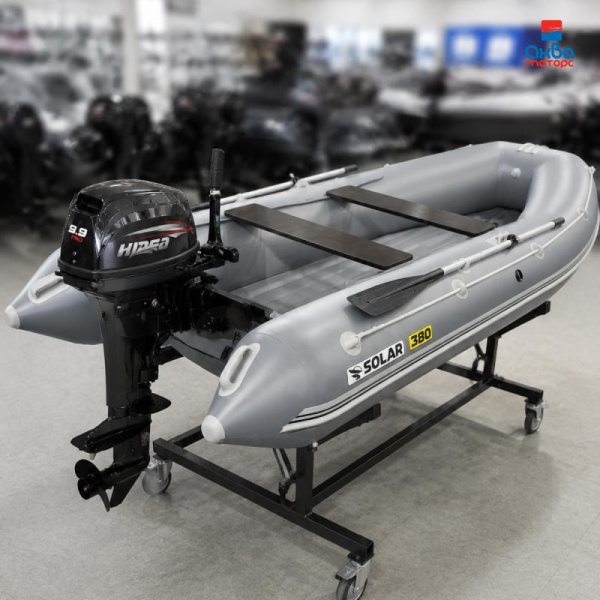 Лодка пвх SOLAR 380 К (оптима) серый + мотор HIDEA HD9.9FHS PRO (20 л.с.)