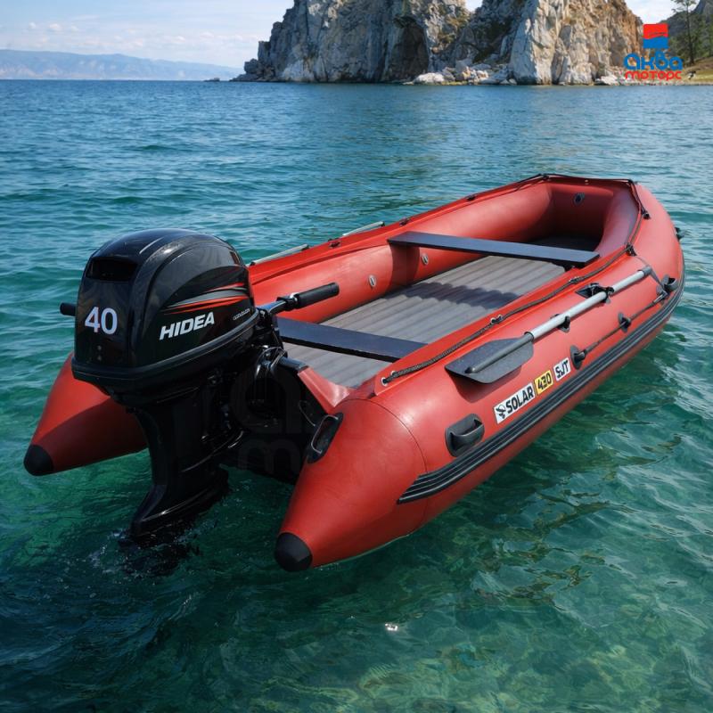 Лодка пвх SOLAR 430 super jet tunnel красный + мотор HIDEA HDJ40FHS (водомет)