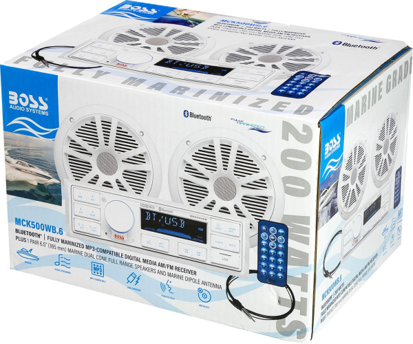 Морская аудиосистема 1DIN BOSS MCK500WB.6 (комплект2)