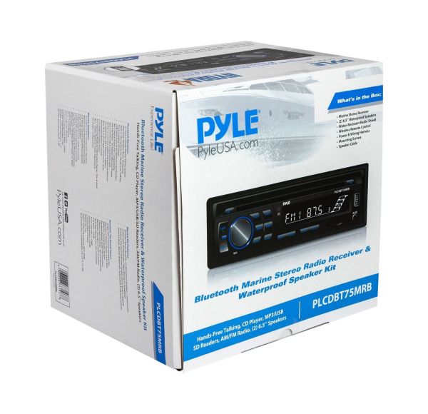 Морская аудиосистема 1DIN PYLE PLCDBT75MRB, комплект