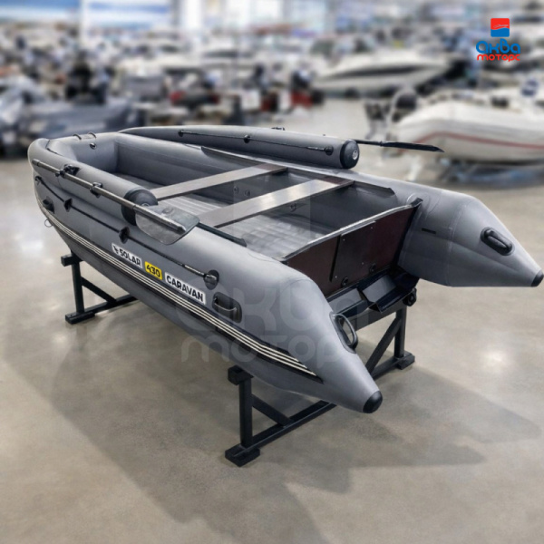 Лодка пвх SOLAR 430 Caravan Super Jet Tunnel с фальшбортом, серый