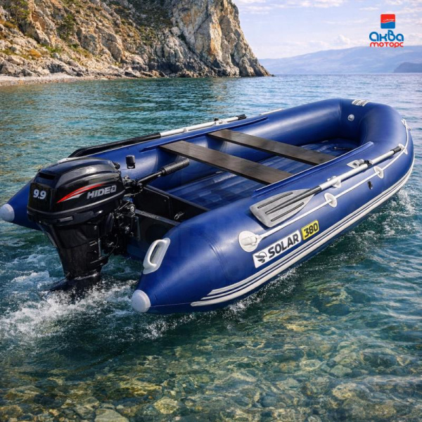 Лодка пвх SOLAR 380 К (оптима) синий + мотор HIDEA HD9.9FHS PRO (20 л.с.)